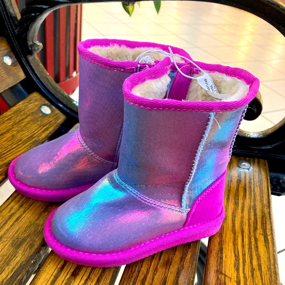 New Pink Metallic Harper Canyon Zip Up  Lined Boots Girls Toddler Size 7